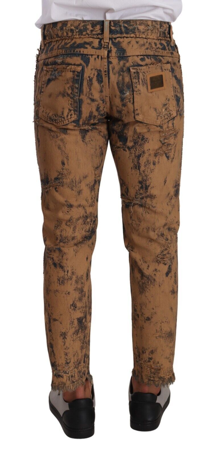 Dolce &amp; Gabbana brown regular-fit denim jeans with distressed effect