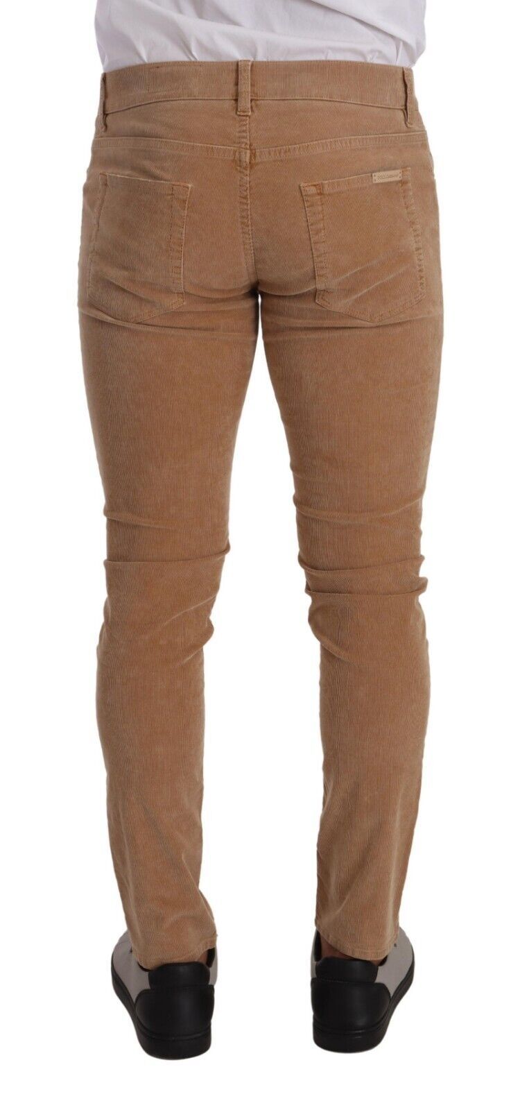 Dolce &amp; Gabbana Kahverengi Kadife Pamuklu Dar Kesim Kot Pantolon