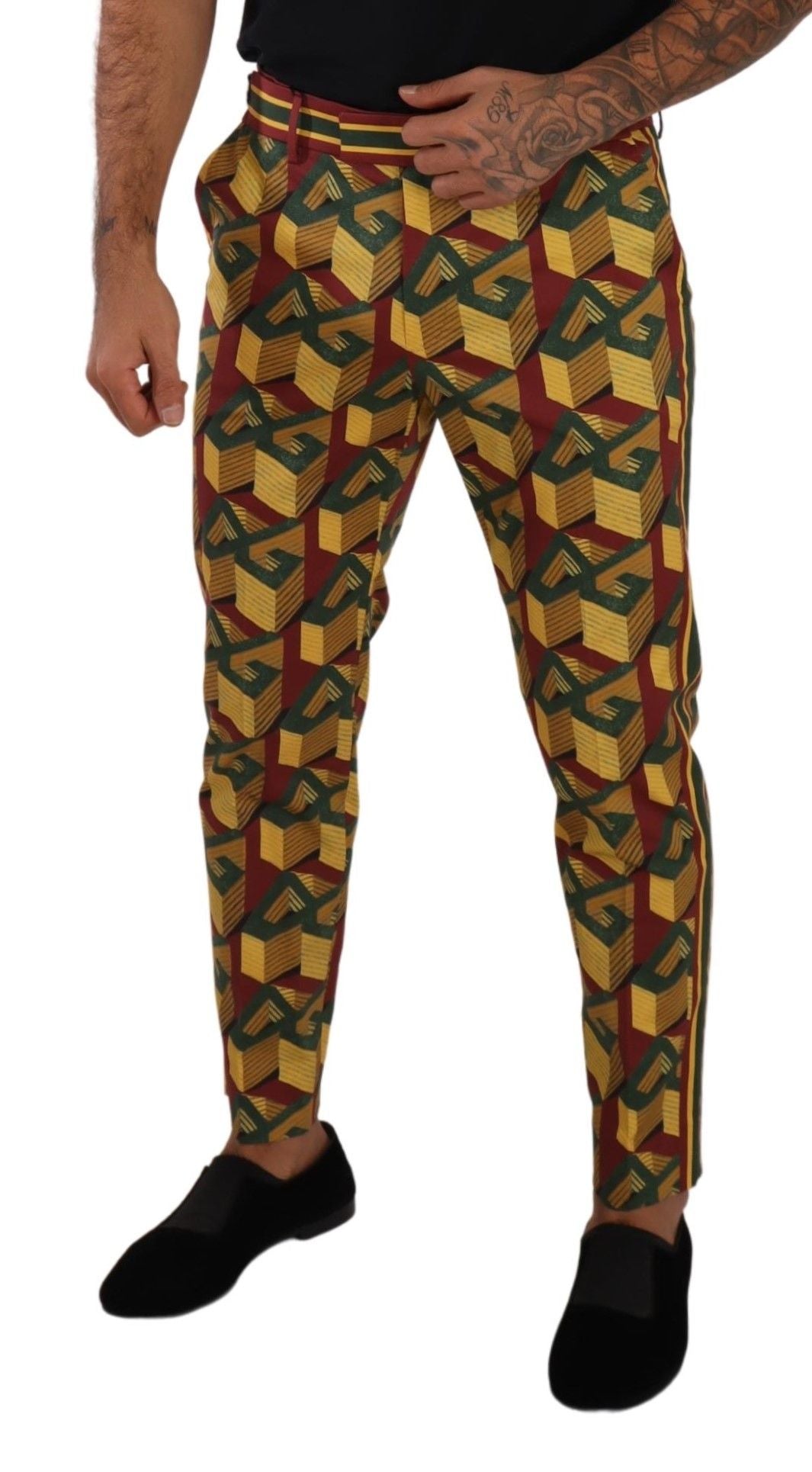 Dolce &amp; Gabbana Multicolor Logo Mania cotton tapered trousers