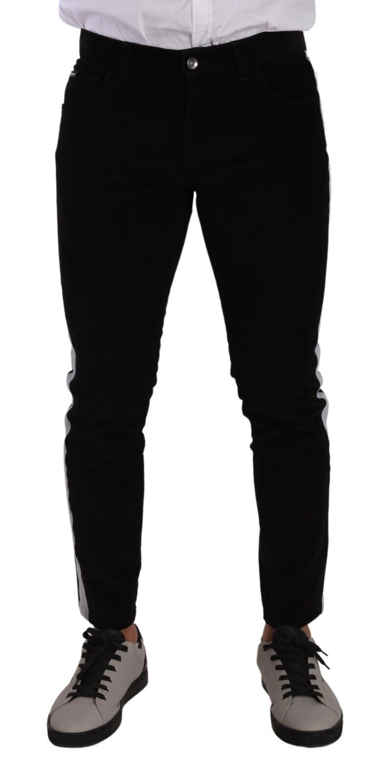 Dolce &amp; Gabbana black cotton stretch skinny corduroy jeans