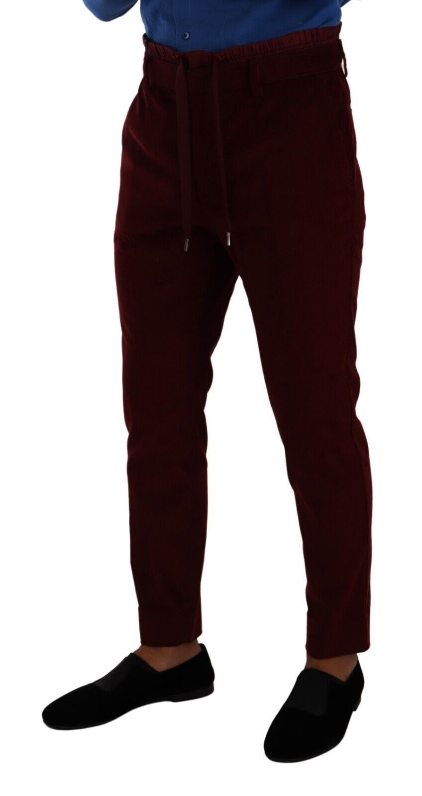 Dolce &amp; Gabbana Bordeaux Velvet Men's Formal Trousers Dress Pants