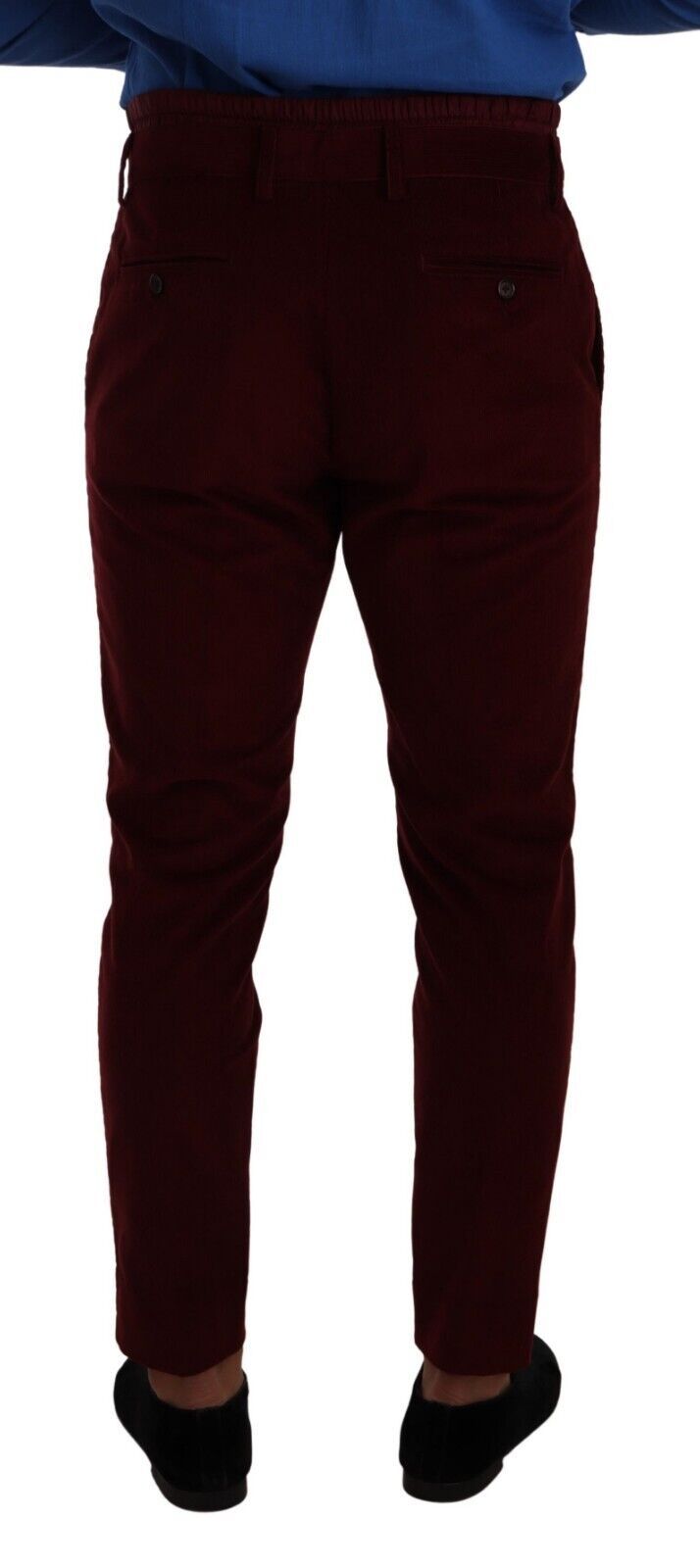 Dolce &amp; Gabbana Bordeaux Velvet Men's Formal Trousers Dress Pants