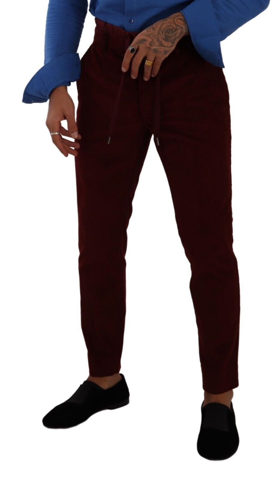 Dolce &amp; Gabbana Bordeaux Velvet Men's Formal Trousers Dress Pants