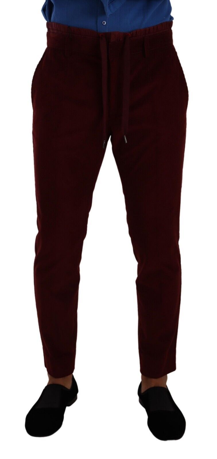 Dolce &amp; Gabbana Bordeaux Velvet Men's Formal Trousers Dress Pants