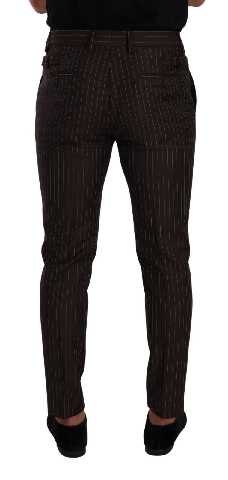 Dolce &amp; Gabbana Brown Striped Wool Formal Dress Pants