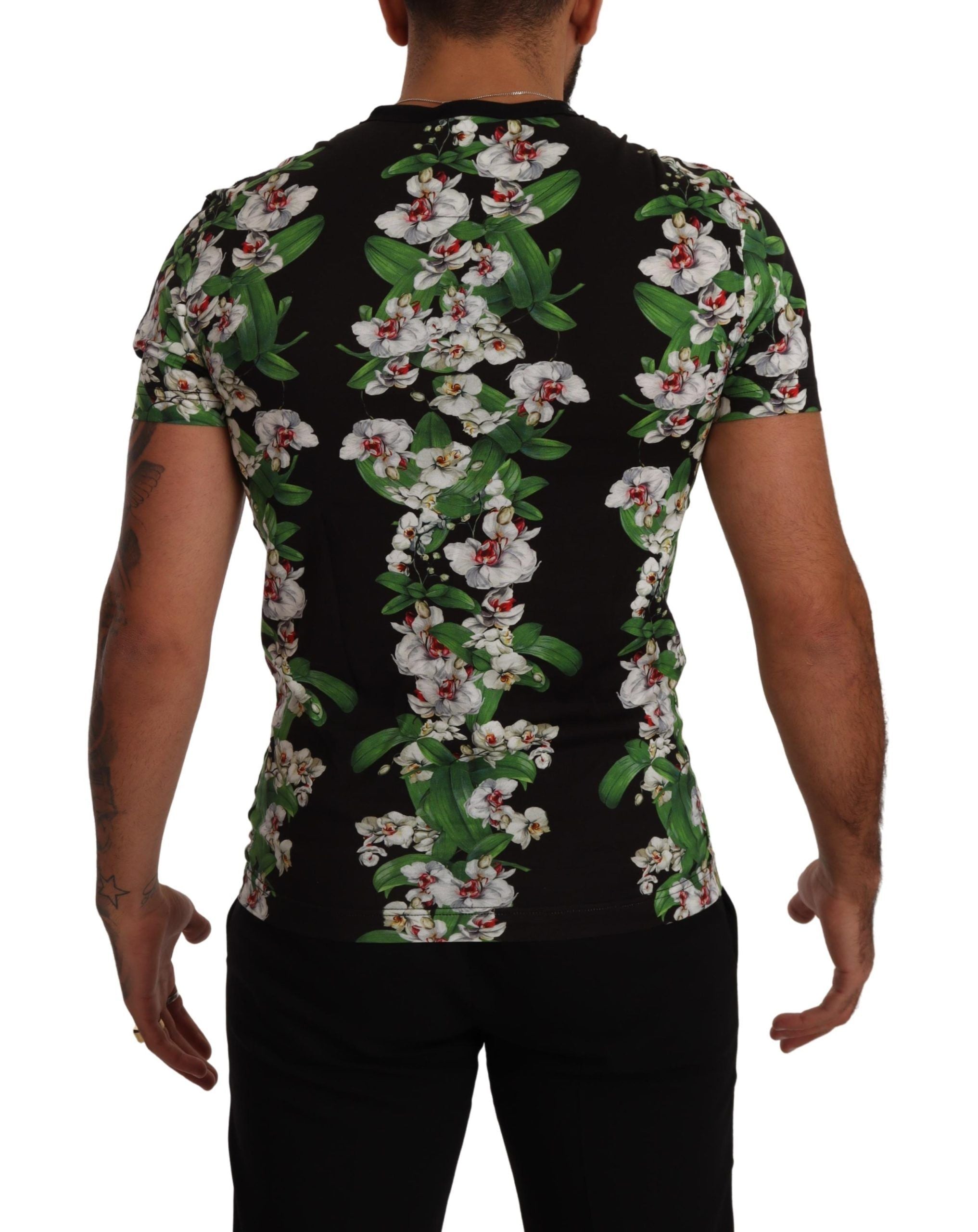 Dolce &amp; Gabbana Black floral print crew neck t-shirt