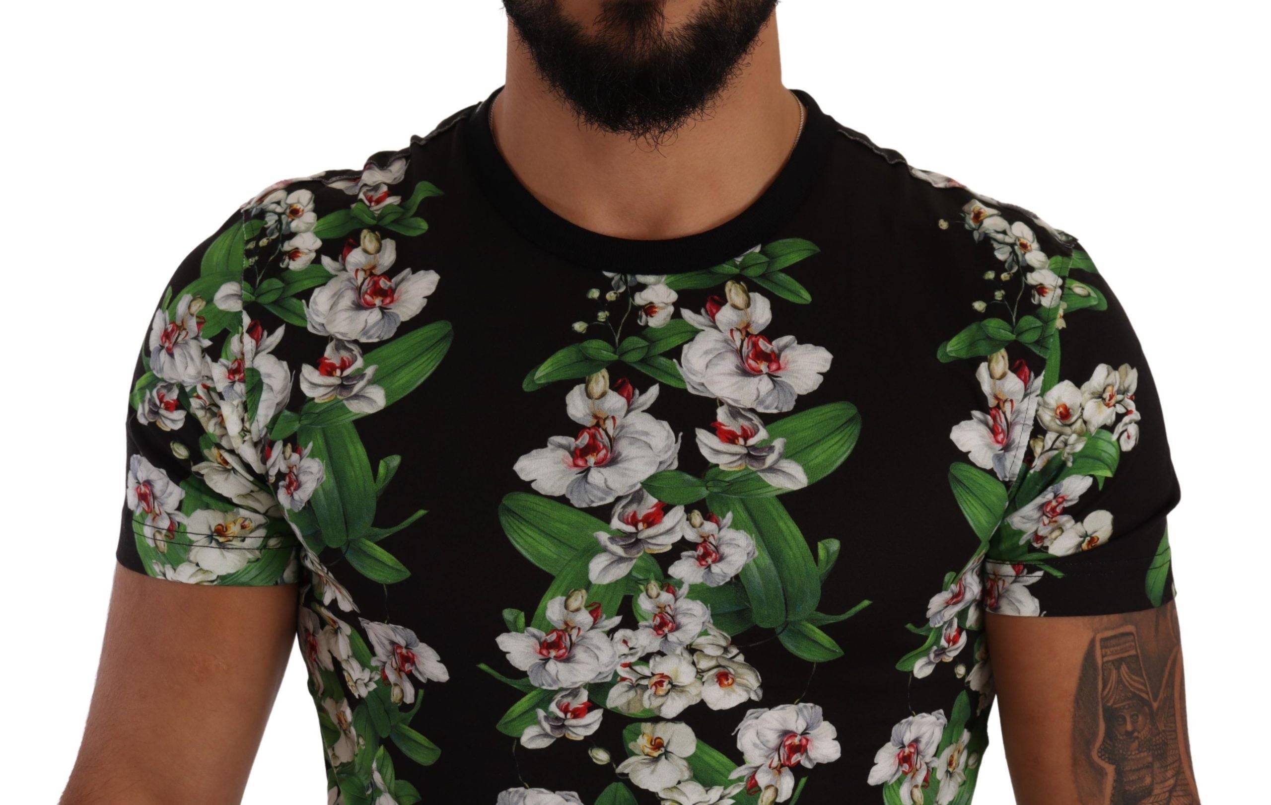 Dolce &amp; Gabbana Black floral print crew neck t-shirt