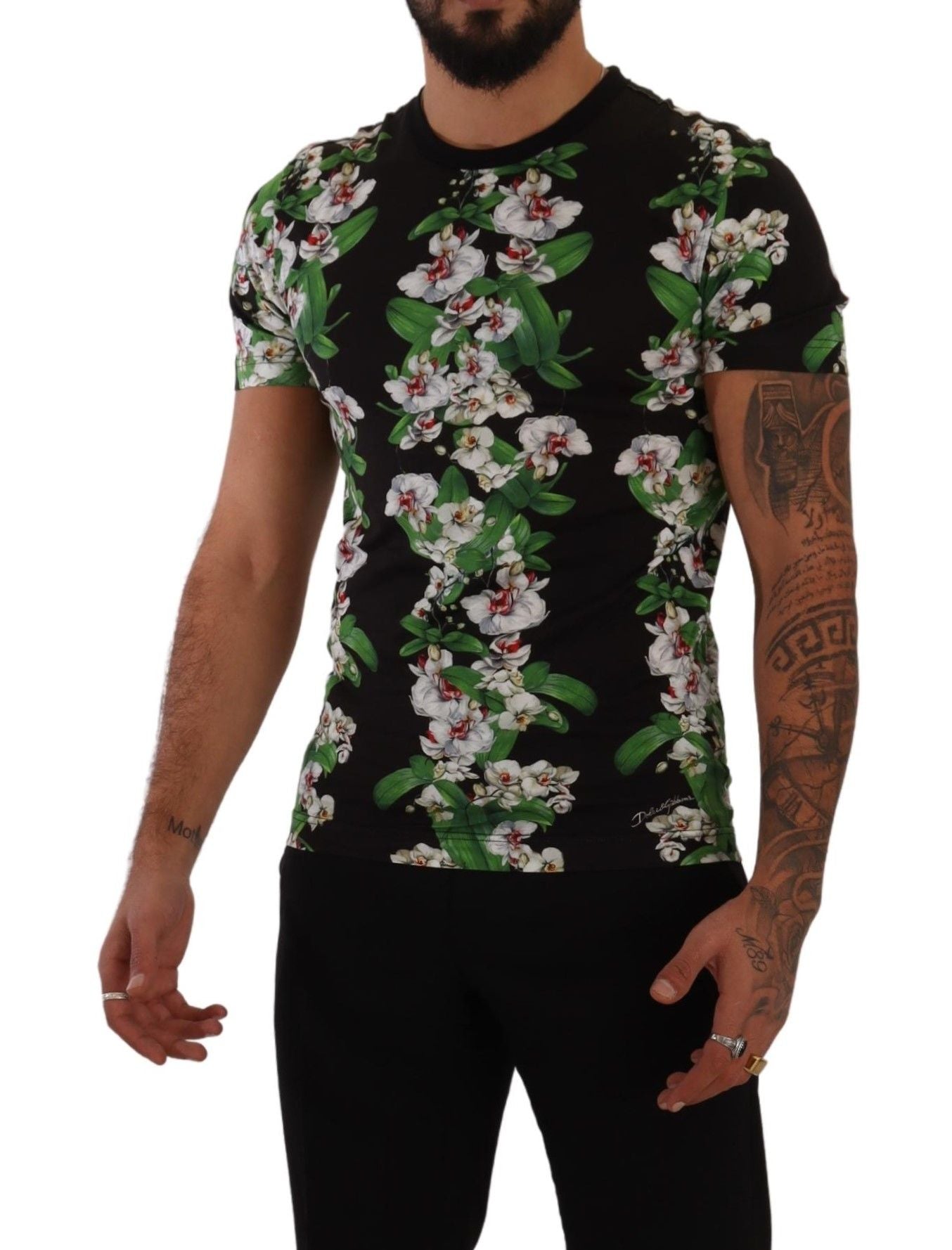 Dolce &amp; Gabbana Black floral print crew neck t-shirt