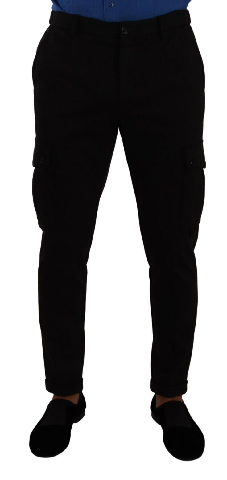 Dolce &amp; Gabbana Black Skinny Viscose Cargo Pants