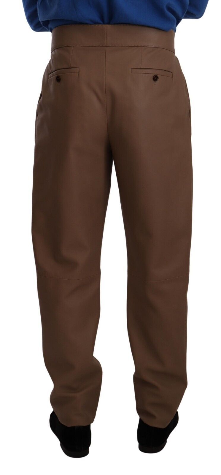Dolce &amp; Gabbana brown high-waisted tailored leather pants