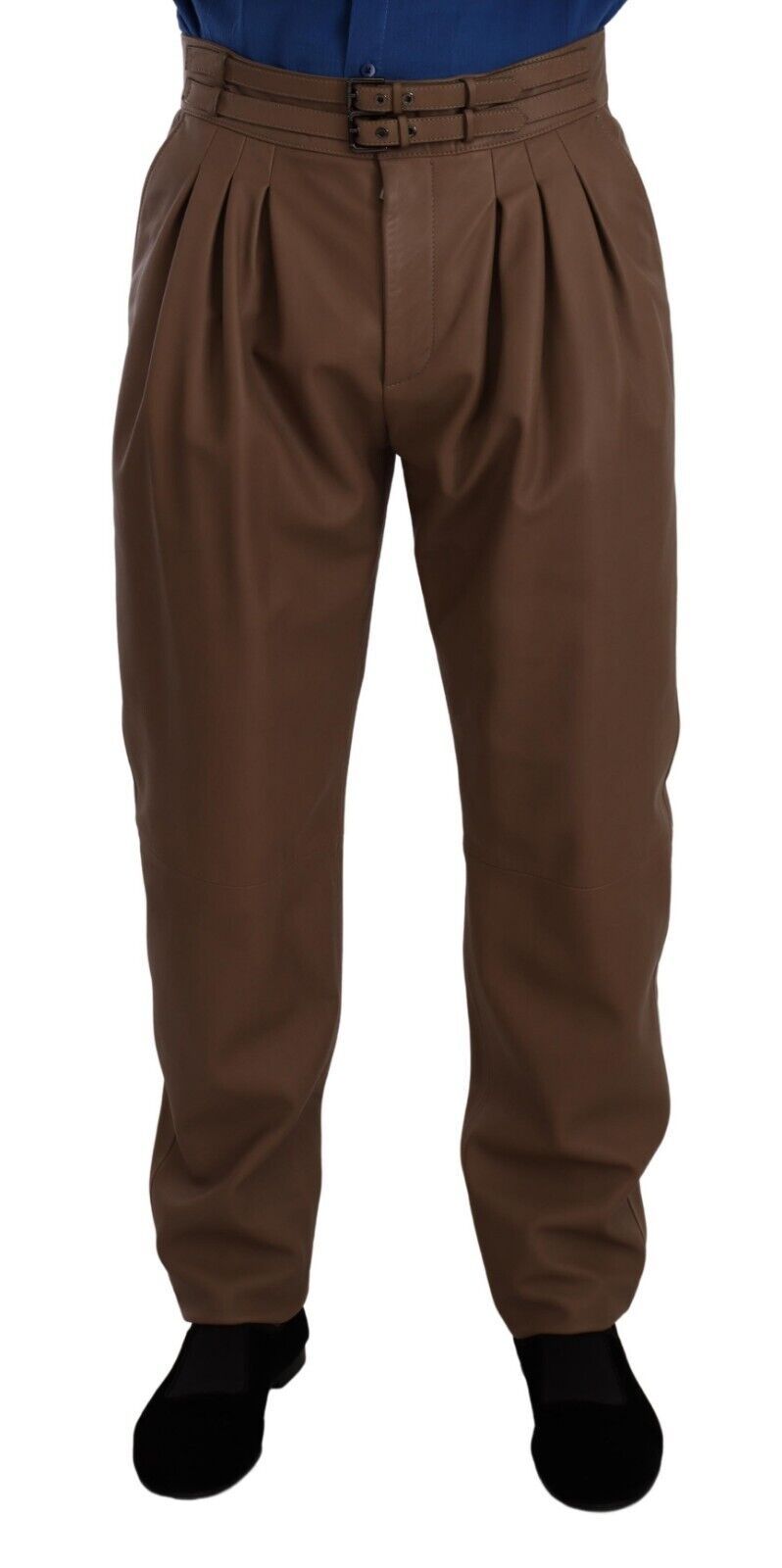 Dolce &amp; Gabbana brown high-waisted tailored leather pants