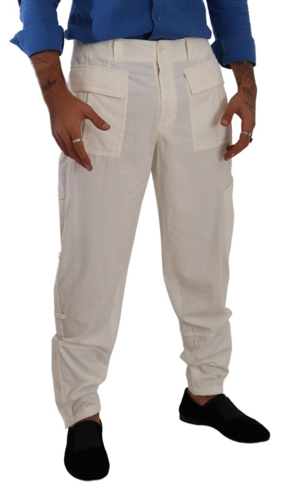Dolce &amp; Gabbana white cotton corduroy cargo pants