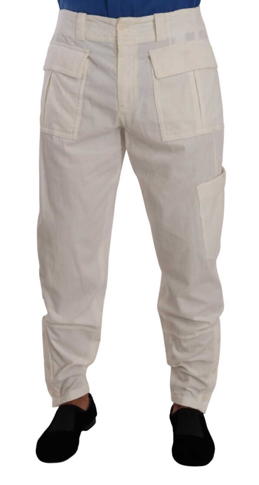 Dolce &amp; Gabbana white cotton corduroy cargo pants