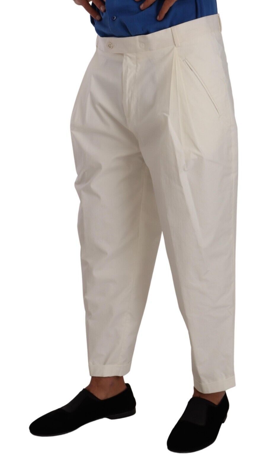Dolce &amp; Gabbana White Cotton Tapered Men's Dress Pants