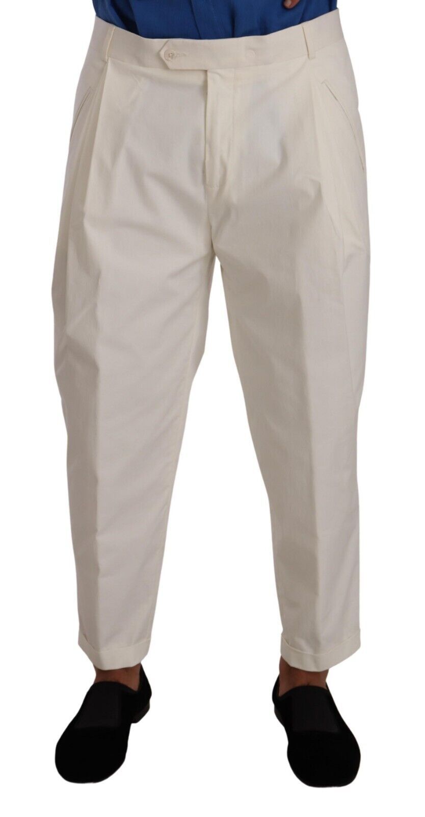 Dolce &amp; Gabbana White Cotton Tapered Men's Dress Pants
