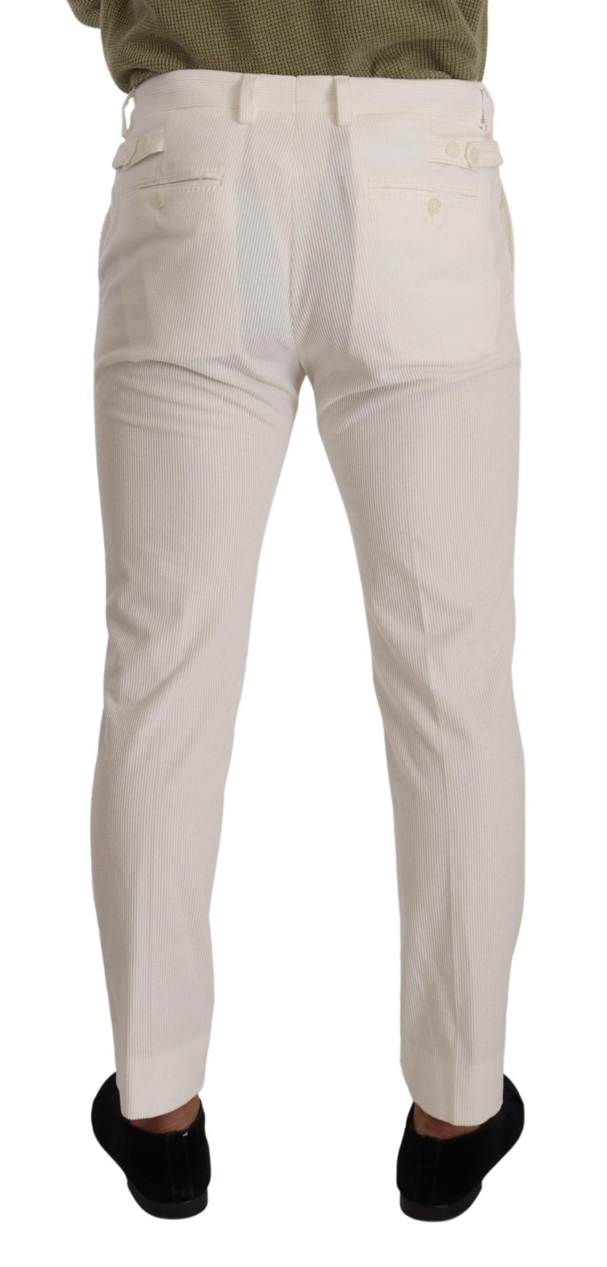 Dolce &amp; Gabbana white skinny cotton corduroy trousers