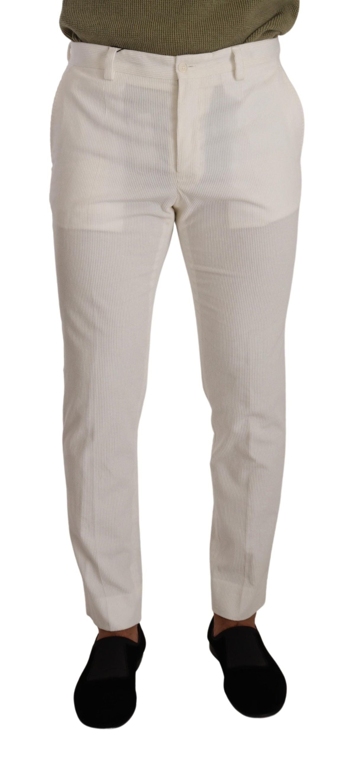 Dolce &amp; Gabbana white skinny cotton corduroy trousers