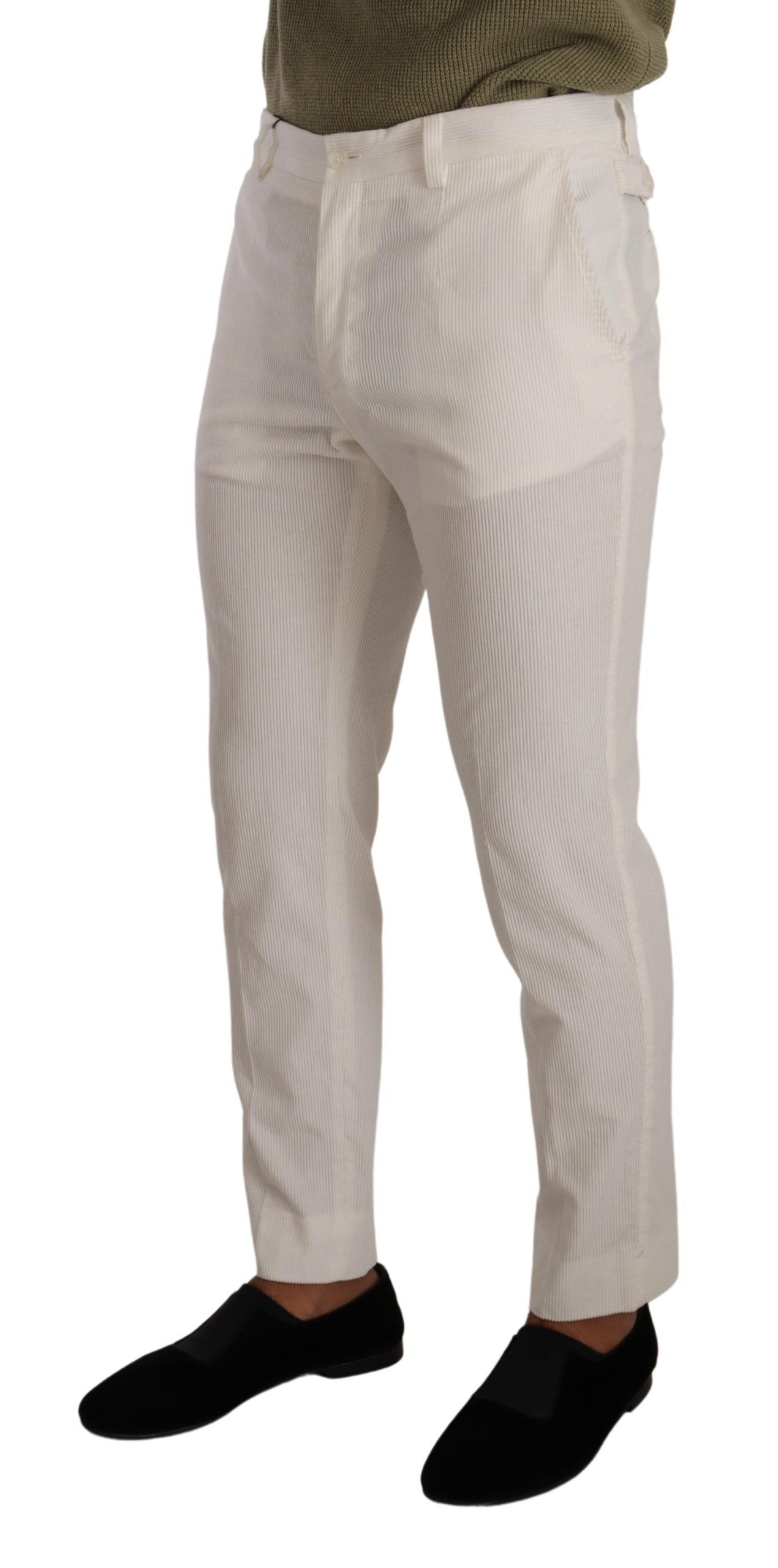 Dolce &amp; Gabbana white skinny cotton corduroy trousers