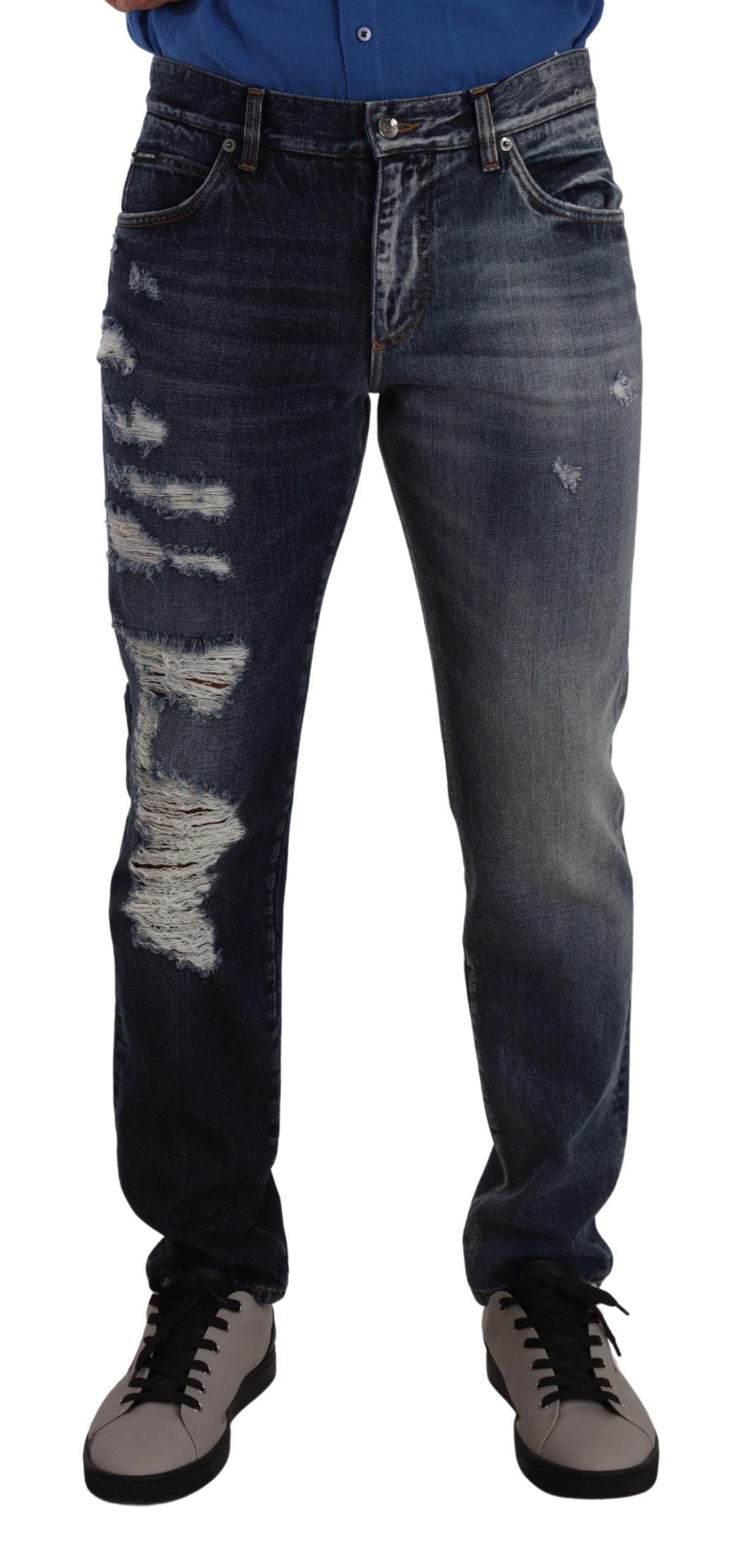 Dolce &amp; Gabbana Blue Cotton Denim Pants Regular Jeans