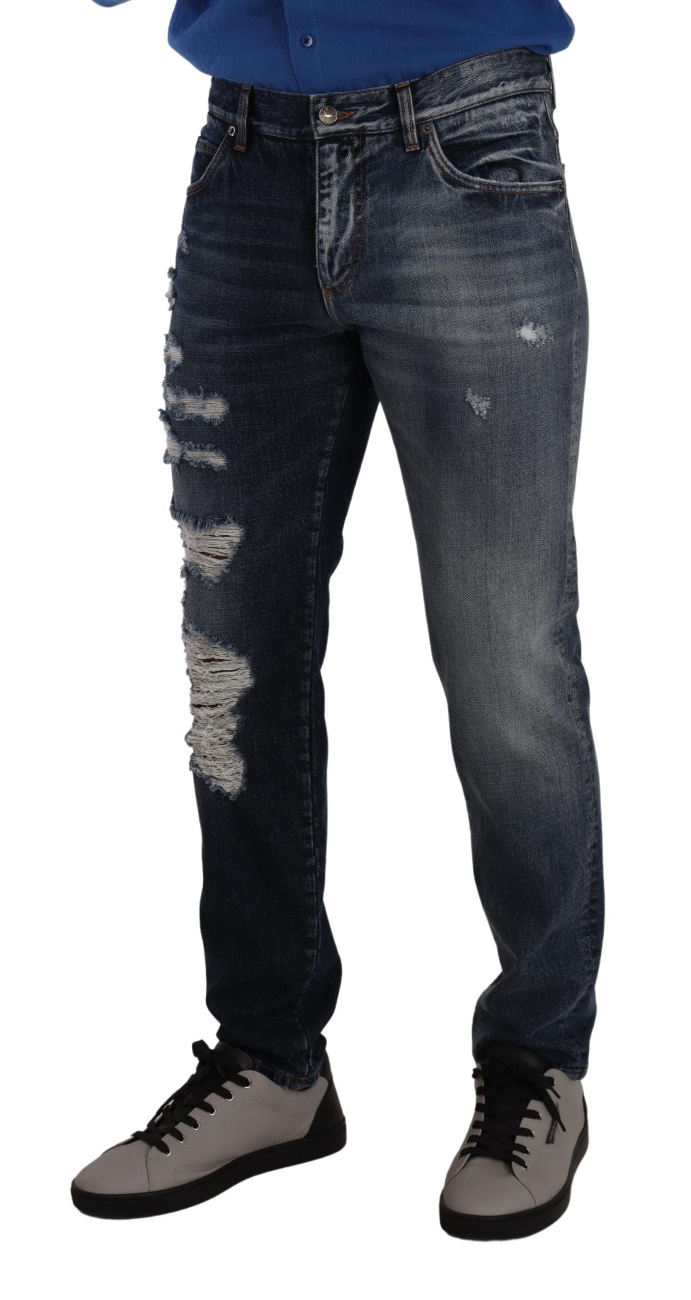 Dolce &amp; Gabbana Blue Cotton Denim Pants Regular Jeans