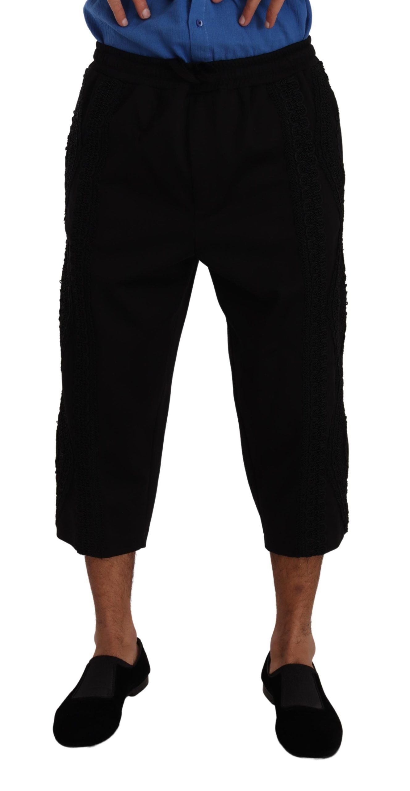 Dolce &amp; Gabbana Black cotton torero trousers with short legs