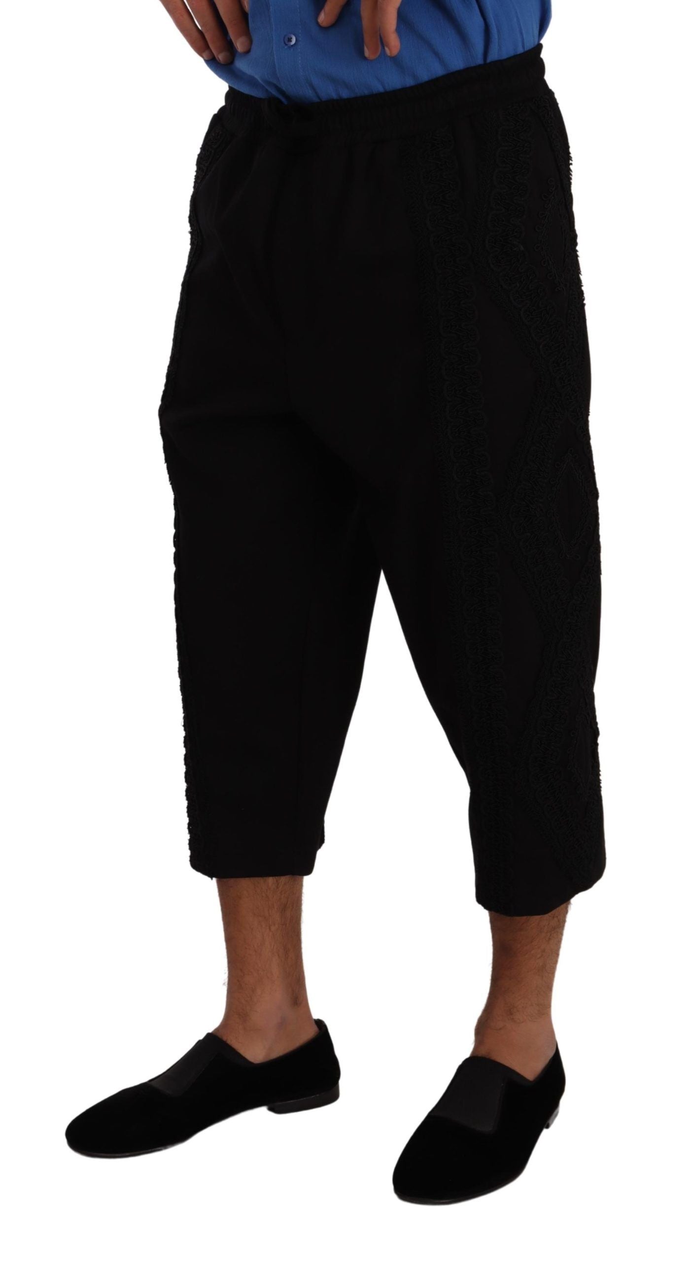 Dolce &amp; Gabbana Black cotton torero trousers with short legs