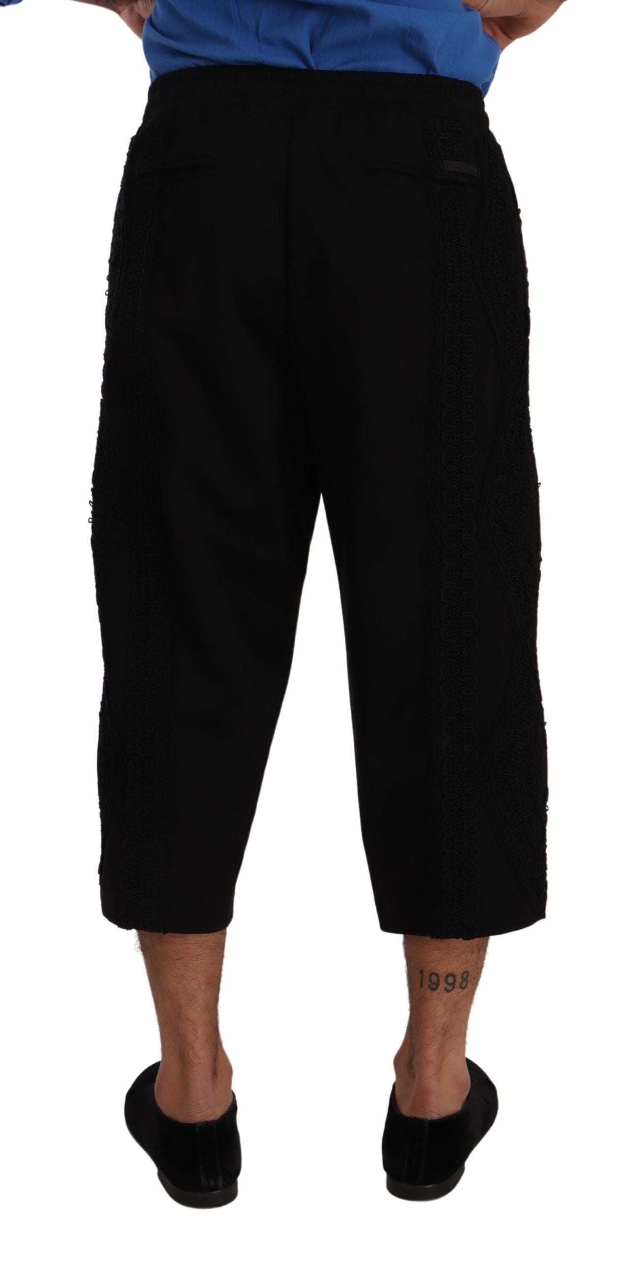 Dolce &amp; Gabbana Black cotton torero trousers with short legs