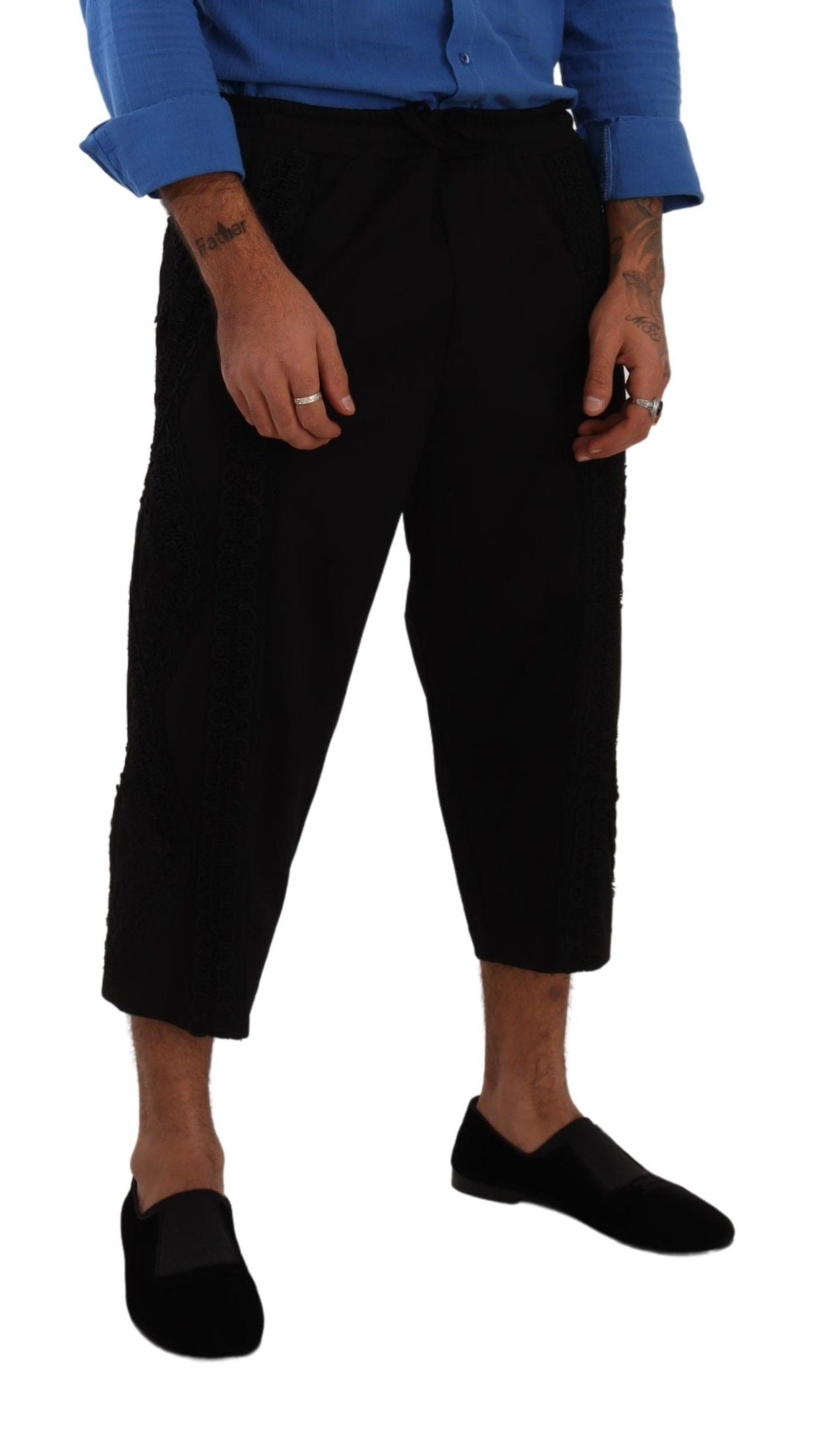 Dolce &amp; Gabbana Black cotton torero trousers with short legs