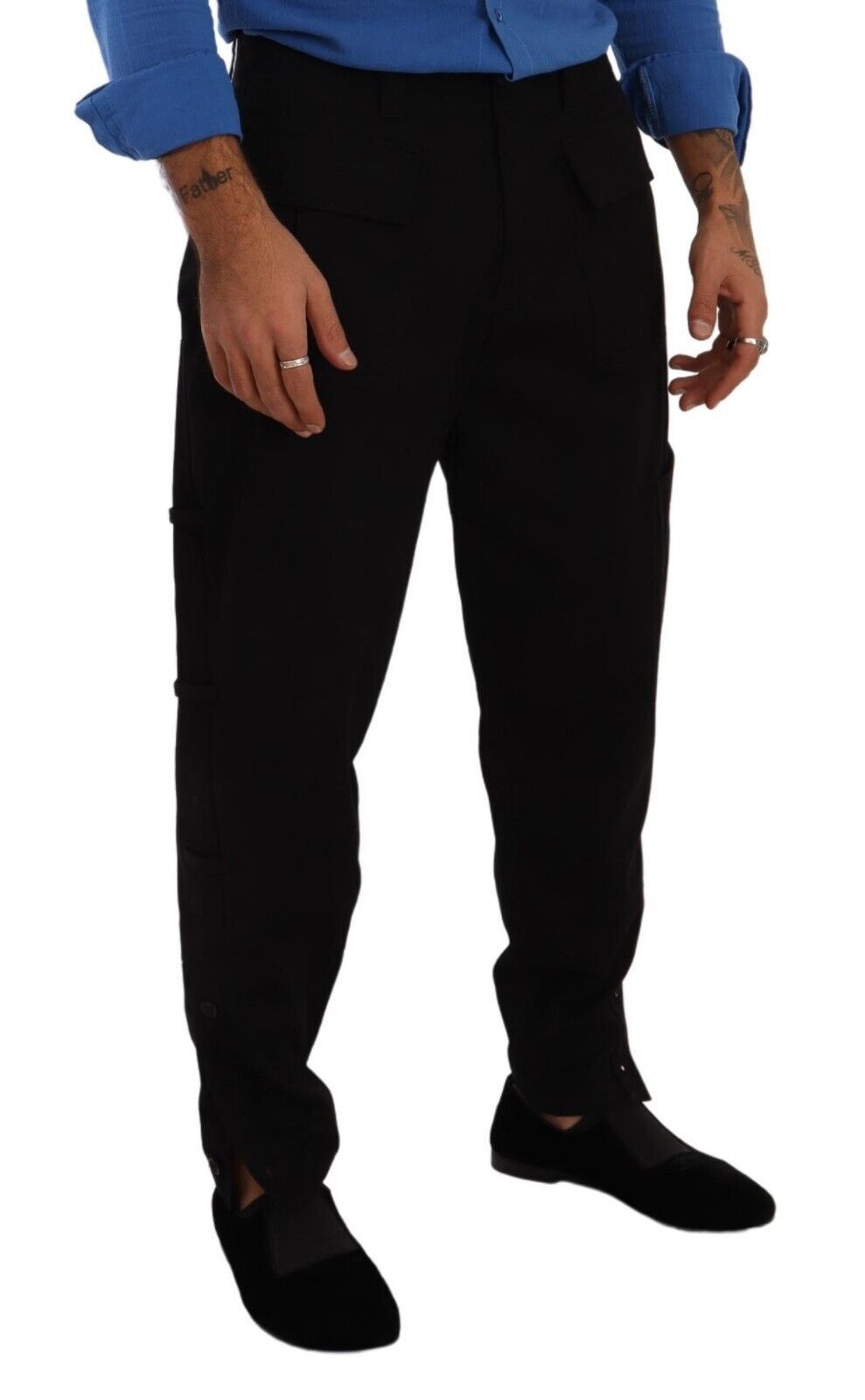 Dolce &amp; Gabbana Black Cotton Stretch Cargo Pants