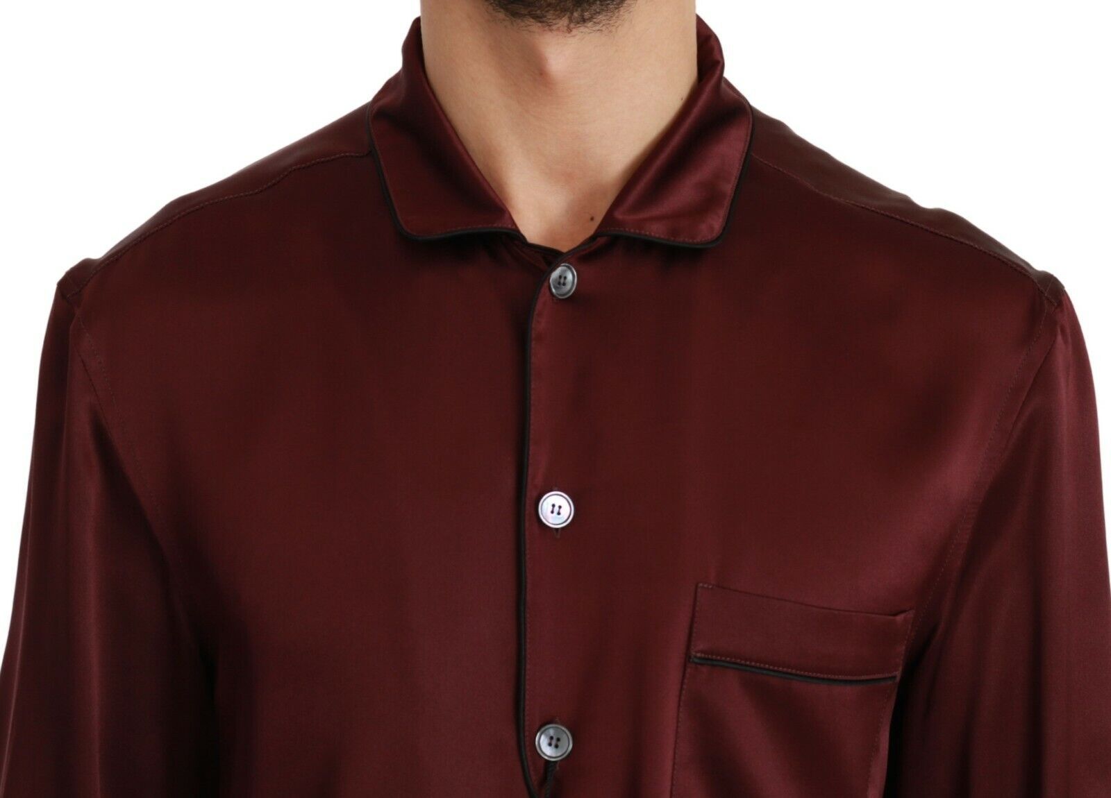 Dolce &amp; Gabbana burgundy silk pajama shirt