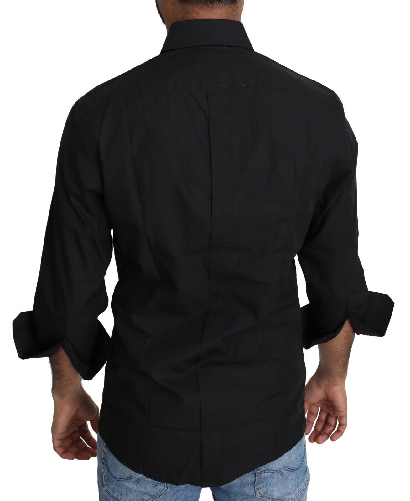Dolce &amp; Gabbana Black Cotton Shirt Formal Dress Men Top Shirt
