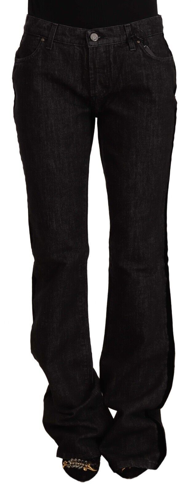 GF Ferre Schwarze Straight Boot Cut Jeans aus Baumwoll-Denim mit mittlerer Taille