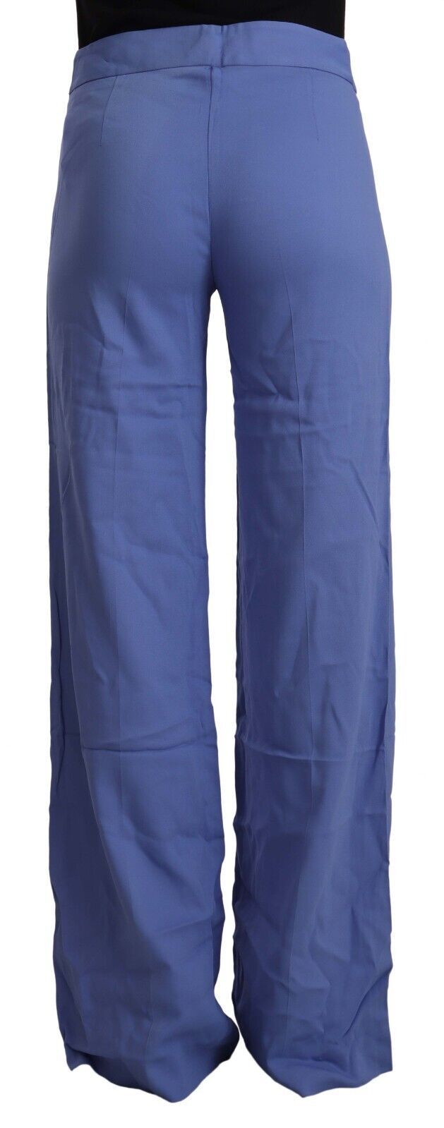 P.A.R.O.S.H. Blaue Viskose-Hose mit hoher Taille und weitem Bein