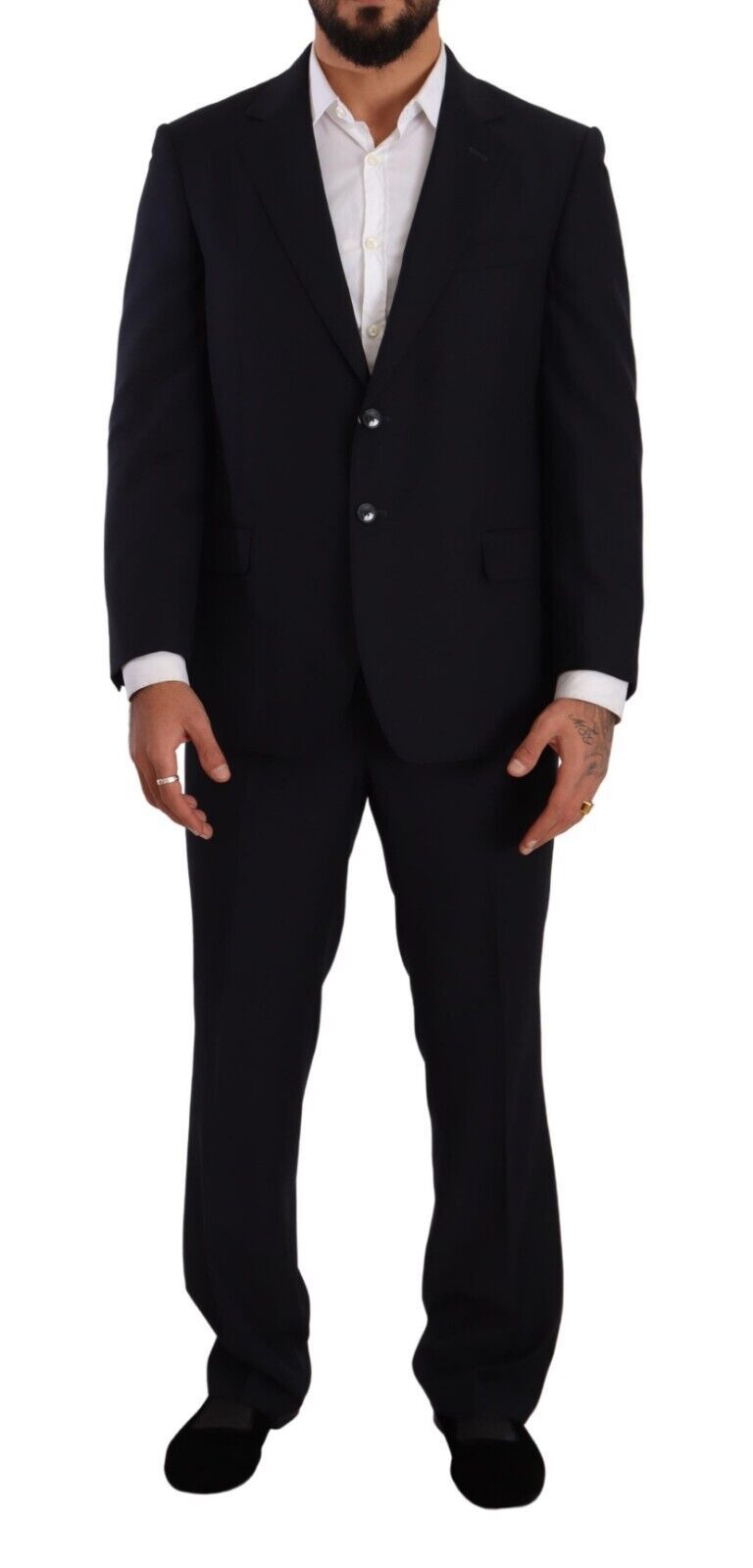 Domenico Tagliente Blue single-breasted formal suit made of polyester