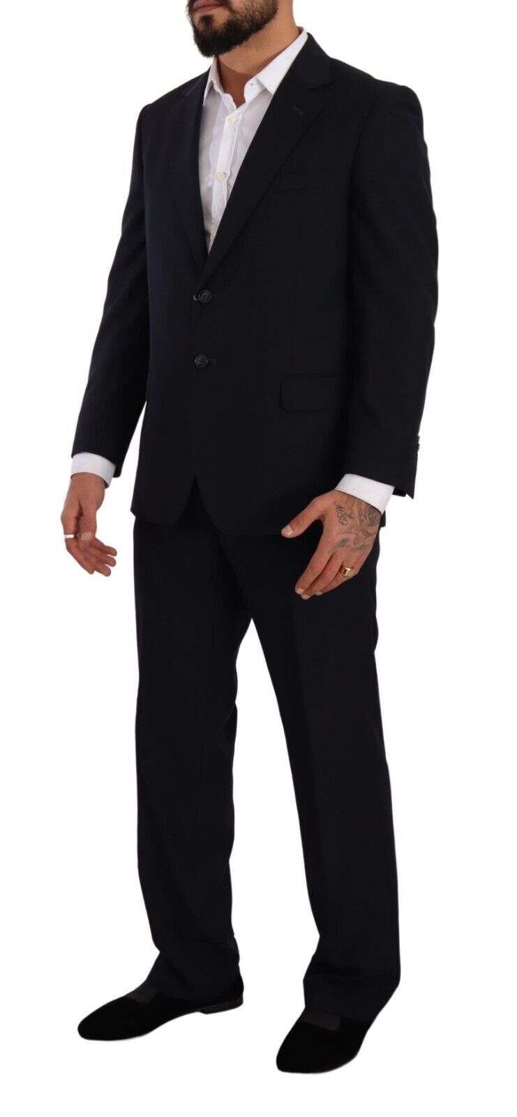 Domenico Tagliente Blue single-breasted formal suit made of polyester