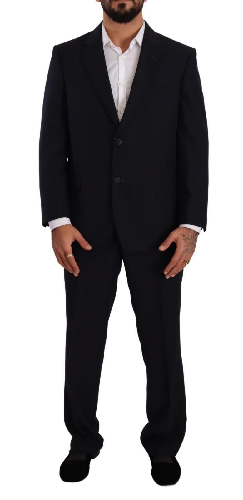 Domenico Tagliente Blue single-breasted formal suit made of polyester