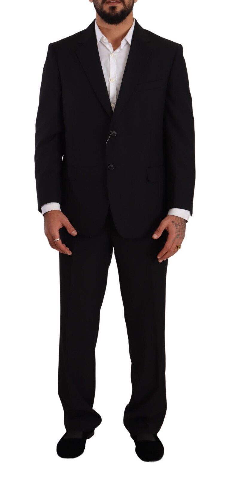 Domenico Tagliente Black single-breasted formal suit made of polyester