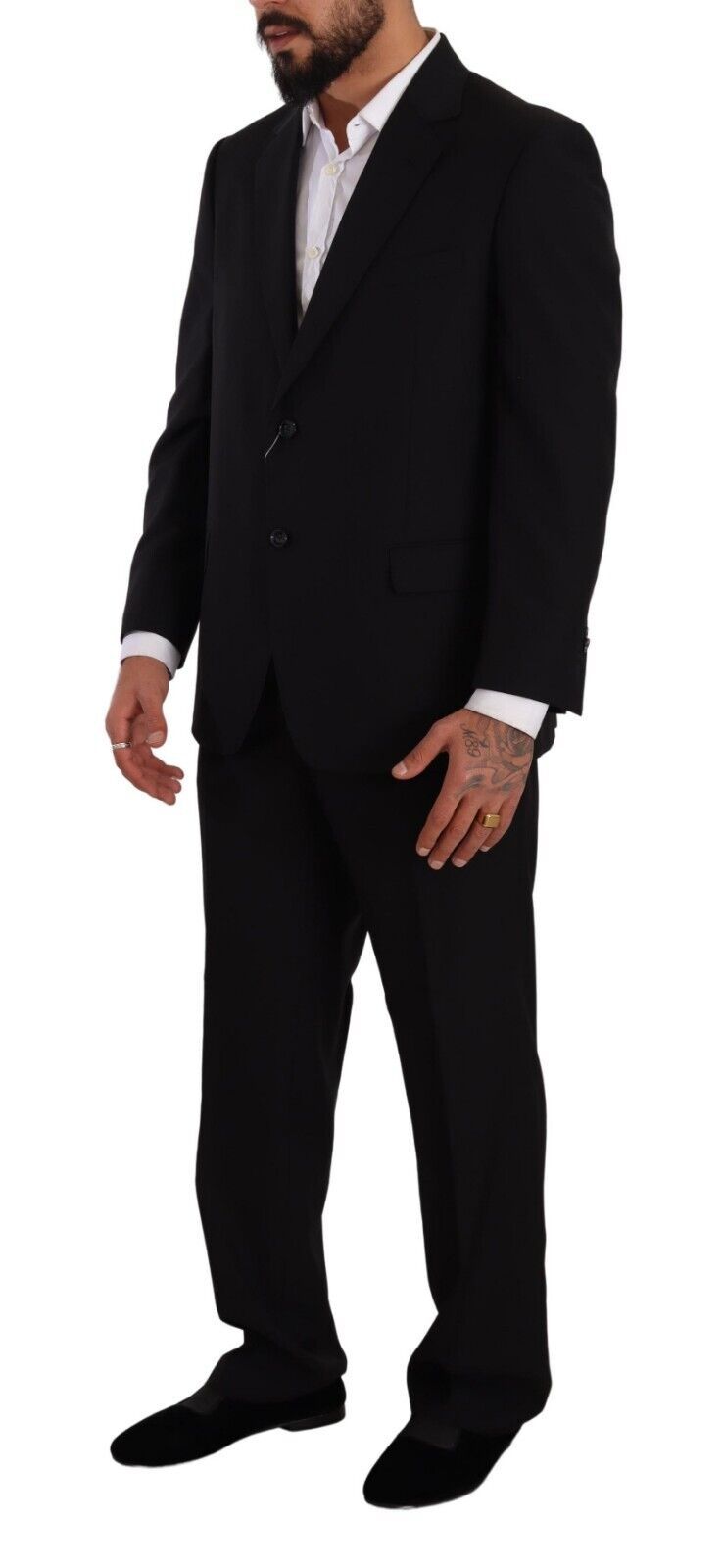 Domenico Tagliente Black single-breasted formal suit made of polyester