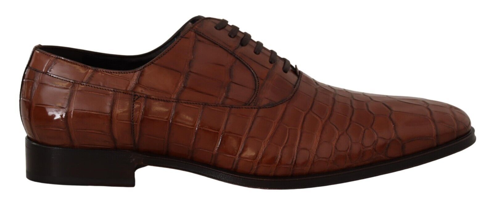 Dolce &amp; Gabbana Brown Crocodile Leather Men's Derby Shoes