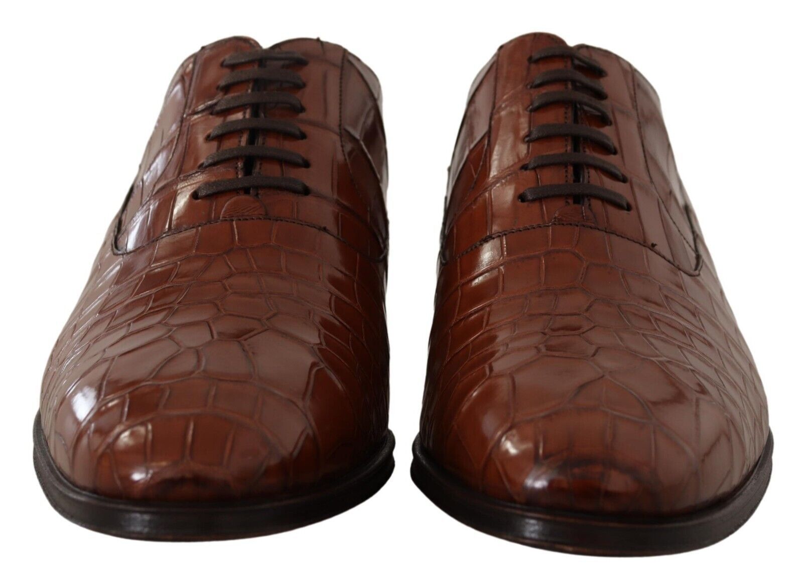 Dolce &amp; Gabbana Brown Crocodile Leather Men's Derby Shoes