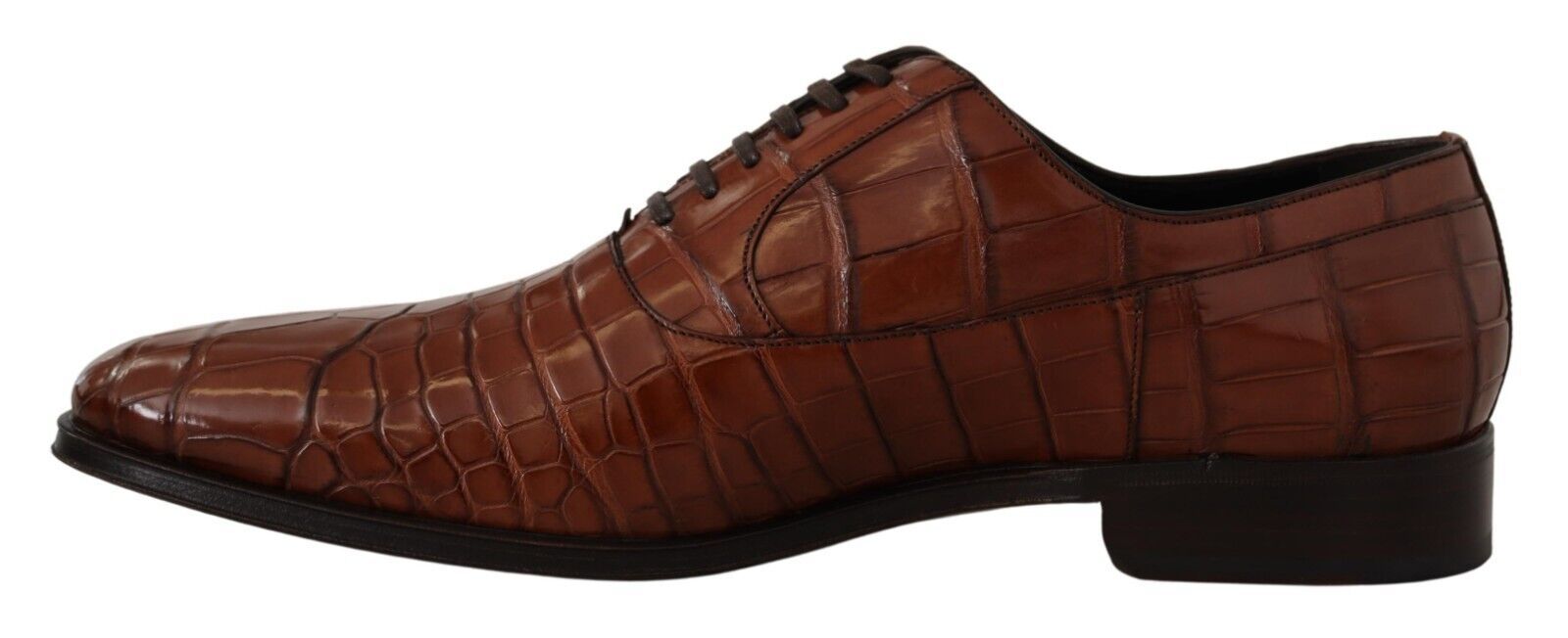 Dolce &amp; Gabbana Brown Crocodile Leather Men's Derby Shoes