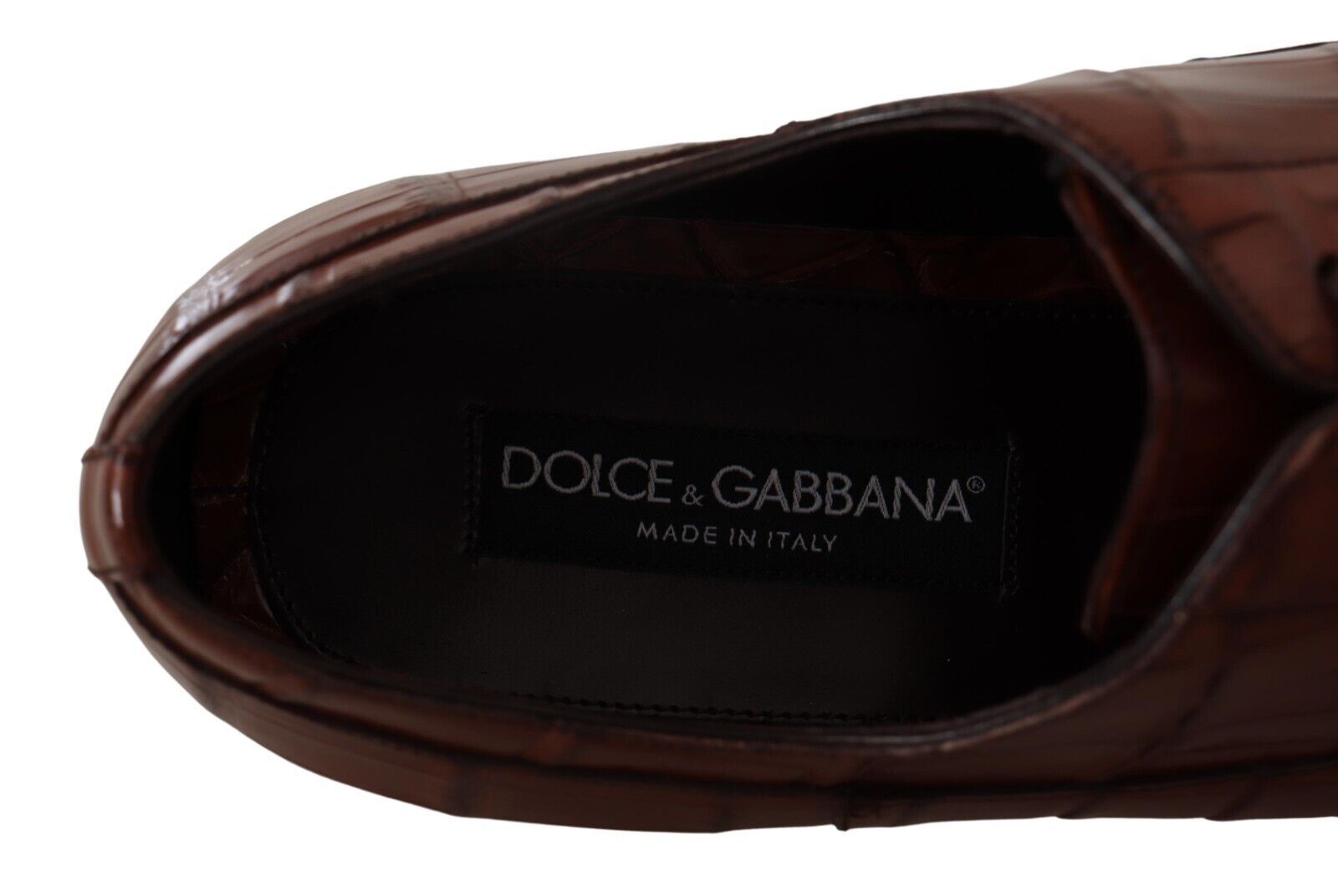 Dolce &amp; Gabbana Brown Crocodile Leather Men's Derby Shoes