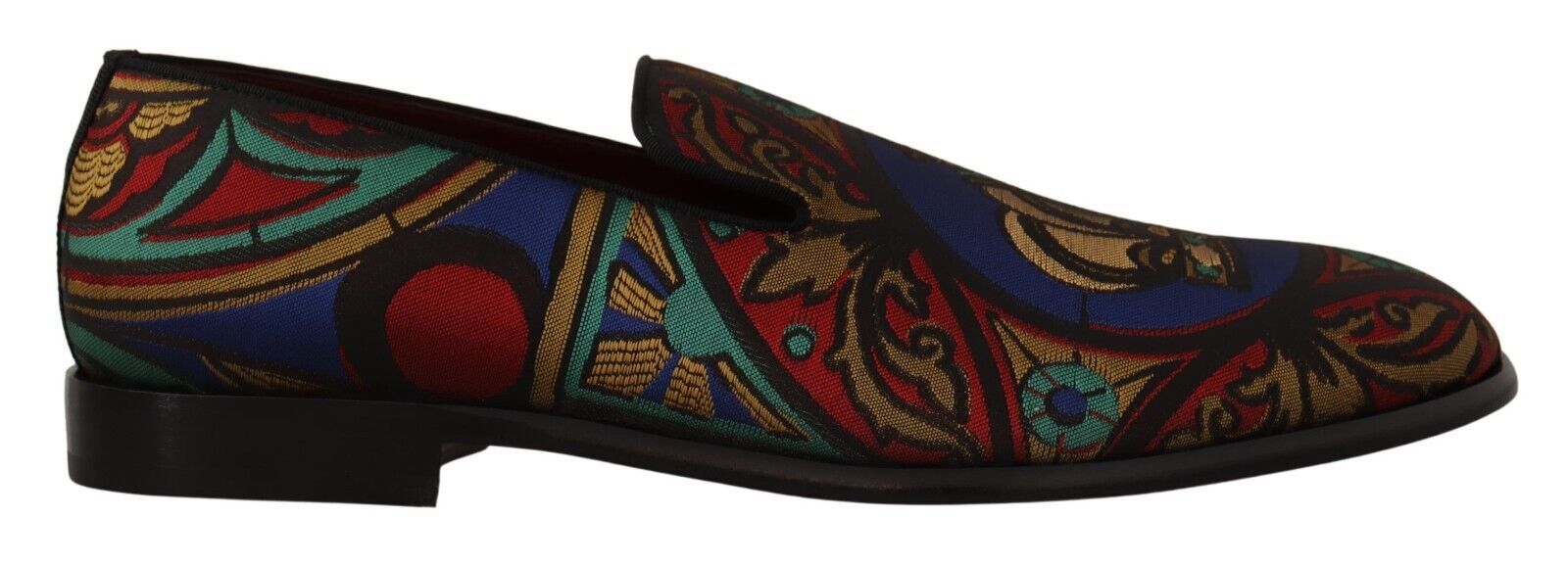 Dolce & Gabbana Multicolor Jacquard Krone Hausschuhe Loafers Schuhe