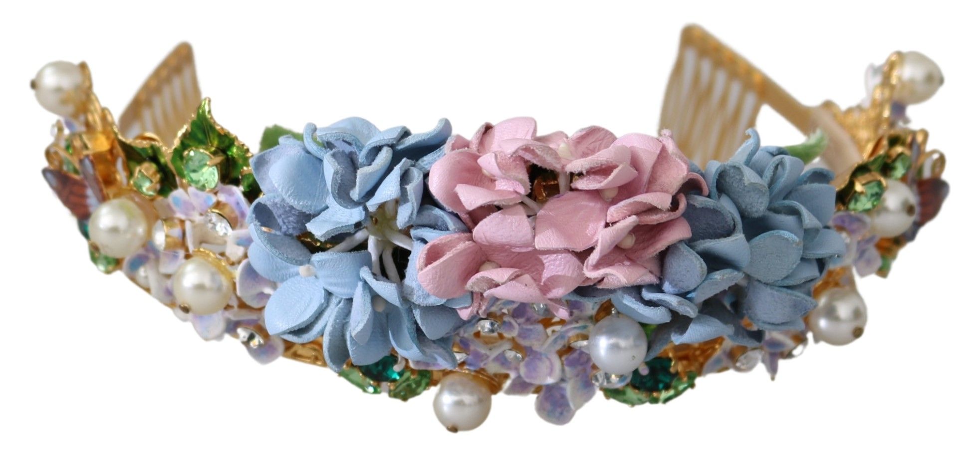 Dolce & Gabbana Gold Kristall Lila Hortensia Stirnband Krone Diadem