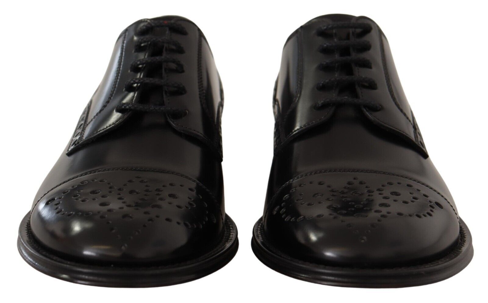 Dolce &amp; Gabbana Black Leather Wingtip Men's Formal Derby Shoes