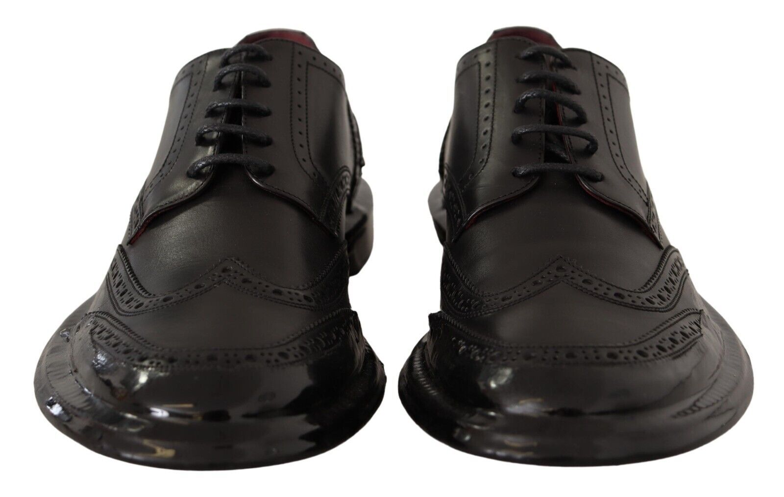 Dolce &amp; Gabbana Black Leather Oxford Wingtip Formal Derby Shoes