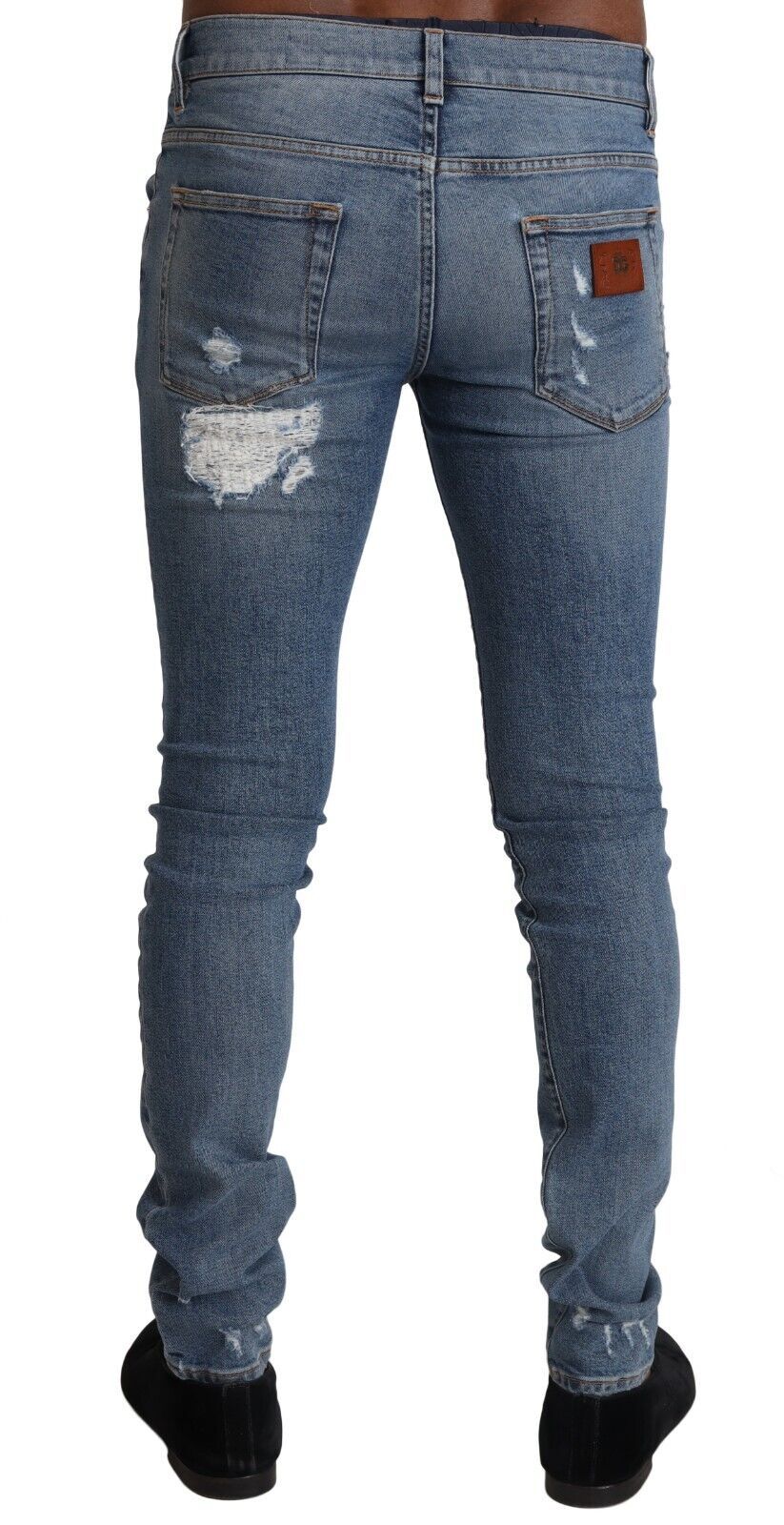 Dolce &amp; Gabbana light blue skinny jeans in ripped cotton denim