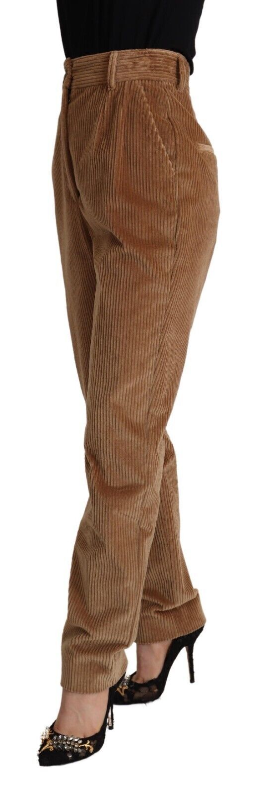 Dolce & Gabbana Brauner Baumwollcord mit hoher Taille und Skinny Pants