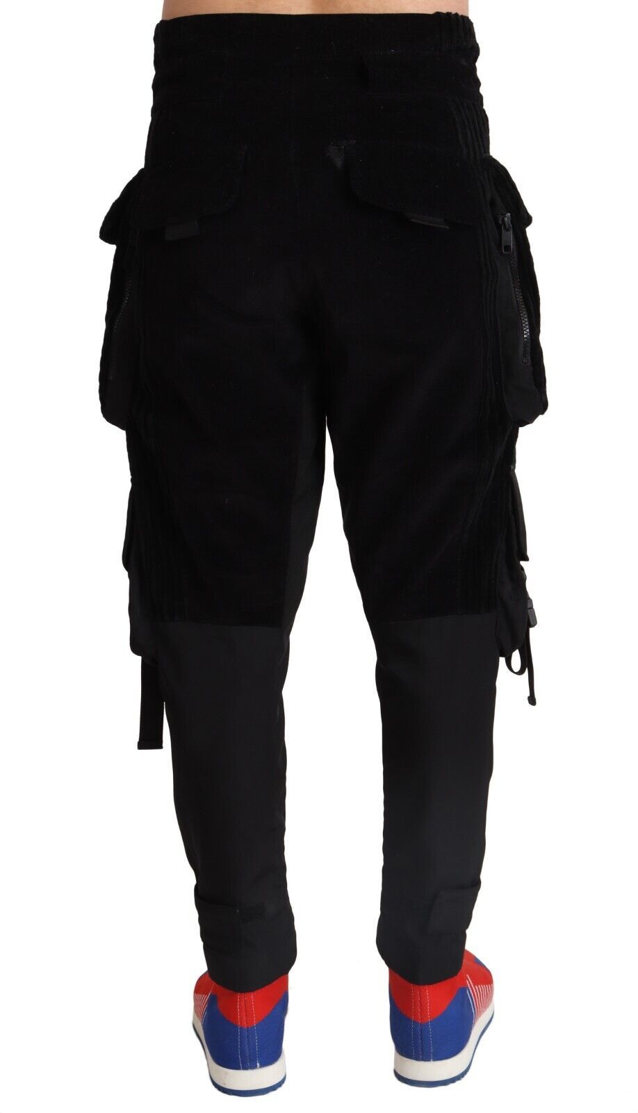 Dolce &amp; Gabbana Black Skinny Corduroy Cargo Pants in Cotton