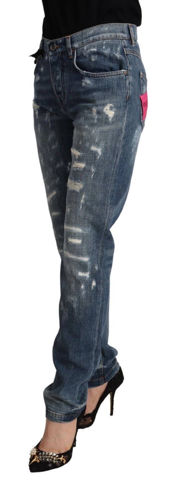 Dolce & Gabbana Blaue Distressed Denim BOYFRIEND Skinny-Jeans
